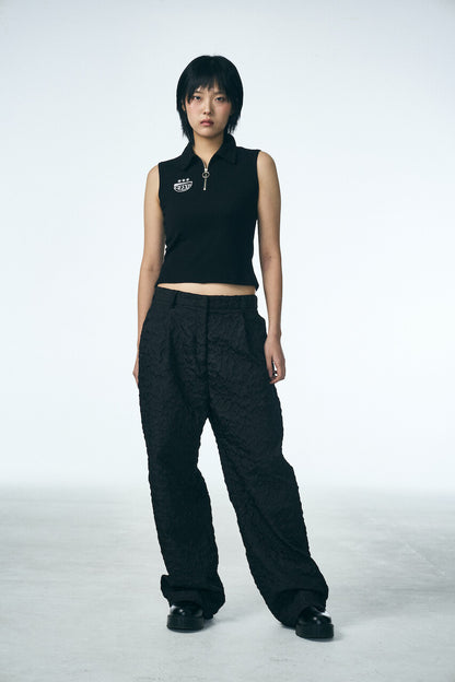 SHIRRING RAINDROP PANTS_BLACK