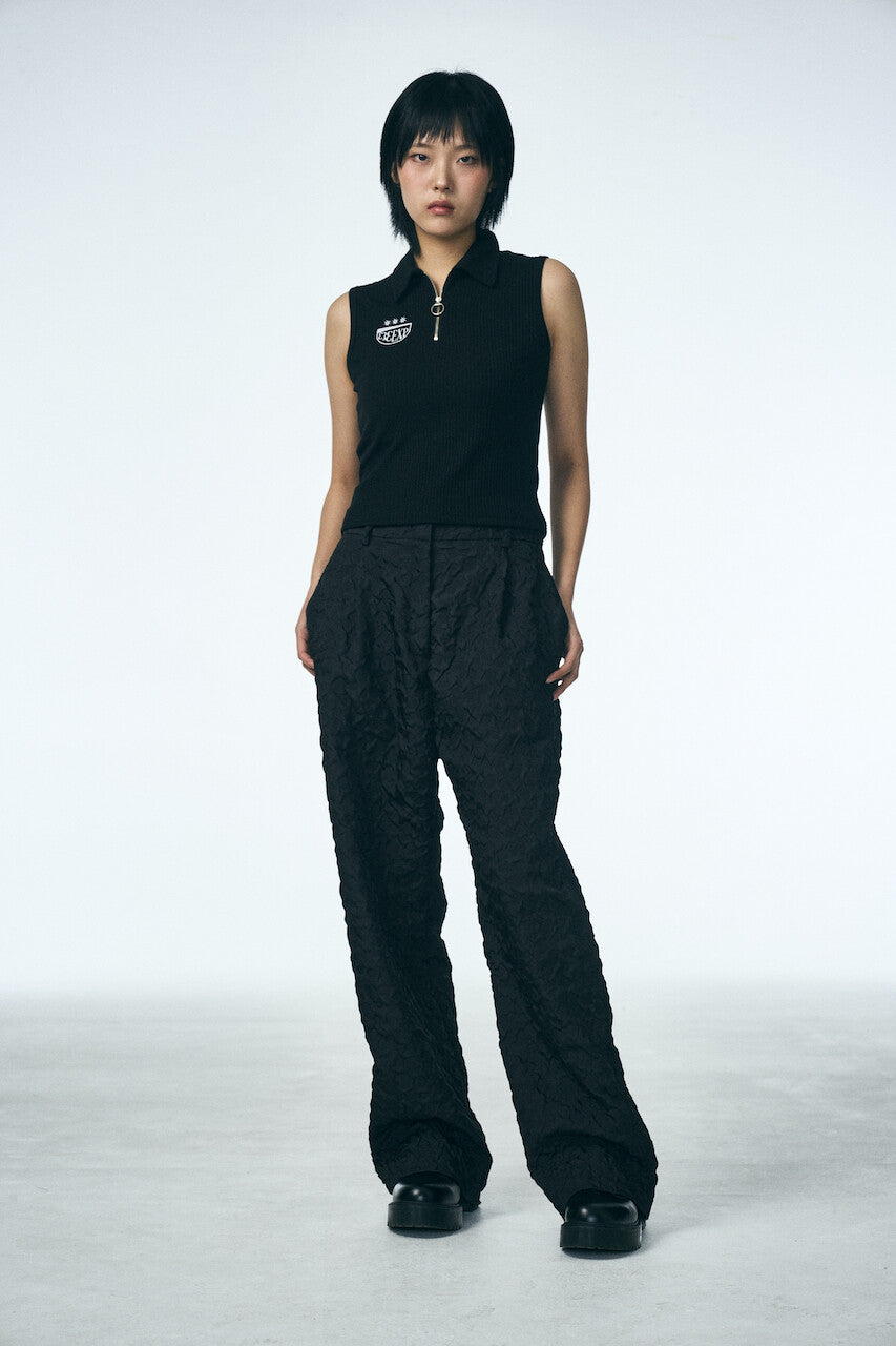 SHIRRING RAINDROP PANTS_BLACK
