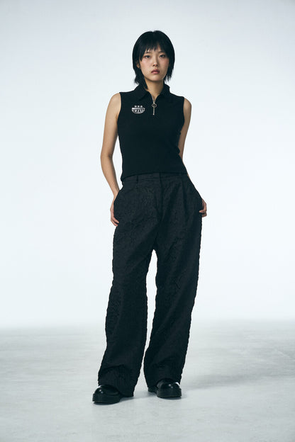 SHIRRING RAINDROP PANTS_BLACK