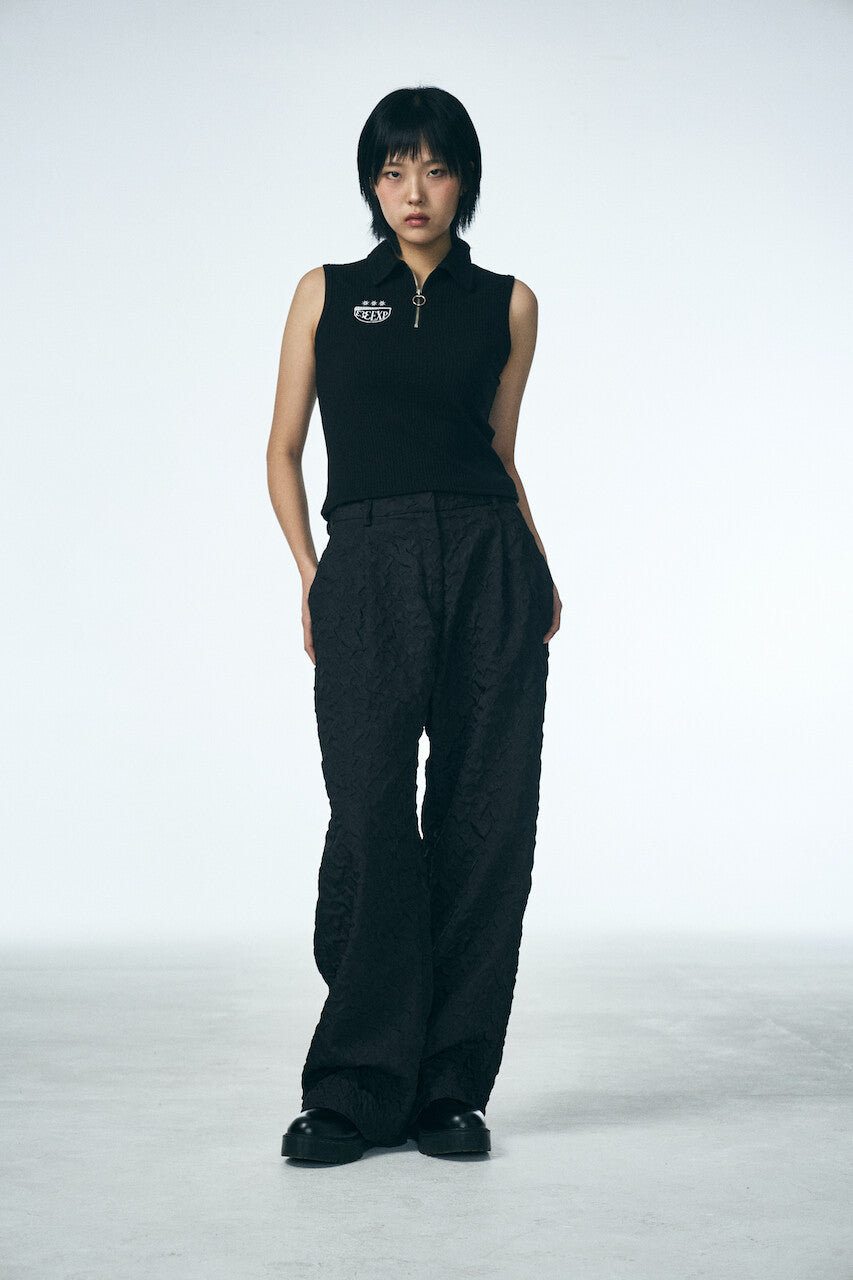 SHIRRING RAINDROP PANTS_BLACK