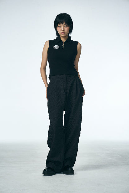 SHIRRING RAINDROP PANTS_BLACK