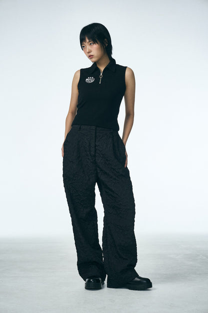 SHIRRING RAINDROP PANTS_BLACK