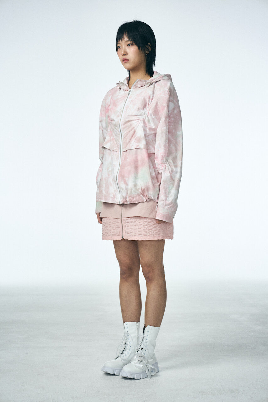 SHIRRING HOOD JUMPER_PINK