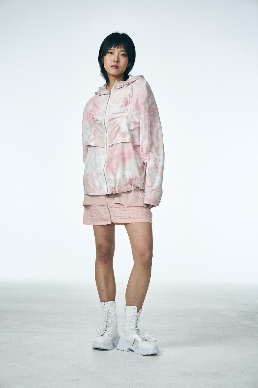 SHIRRING HOOD JUMPER_PINK