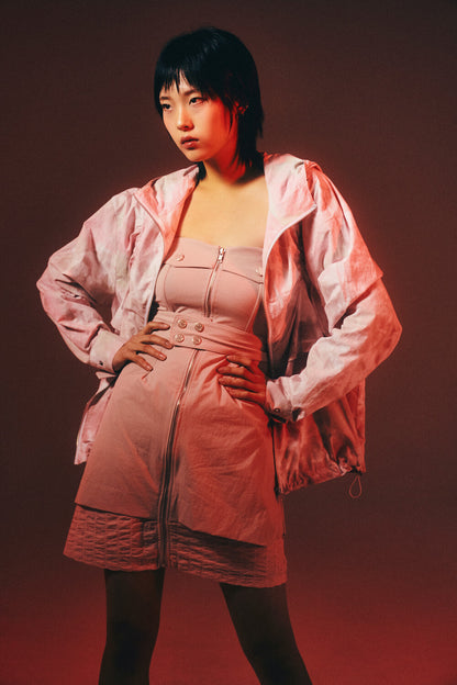 SHIRRING HOOD JUMPER_PINK