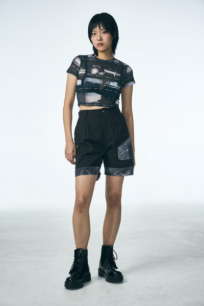 SHIRRING POINT SHORTS_BLACK