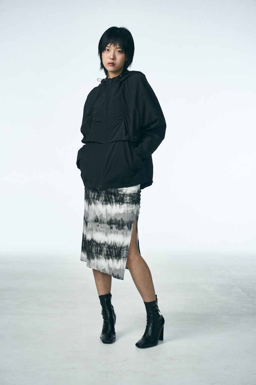 SHIRRING MIDI SKIRT_Washing film