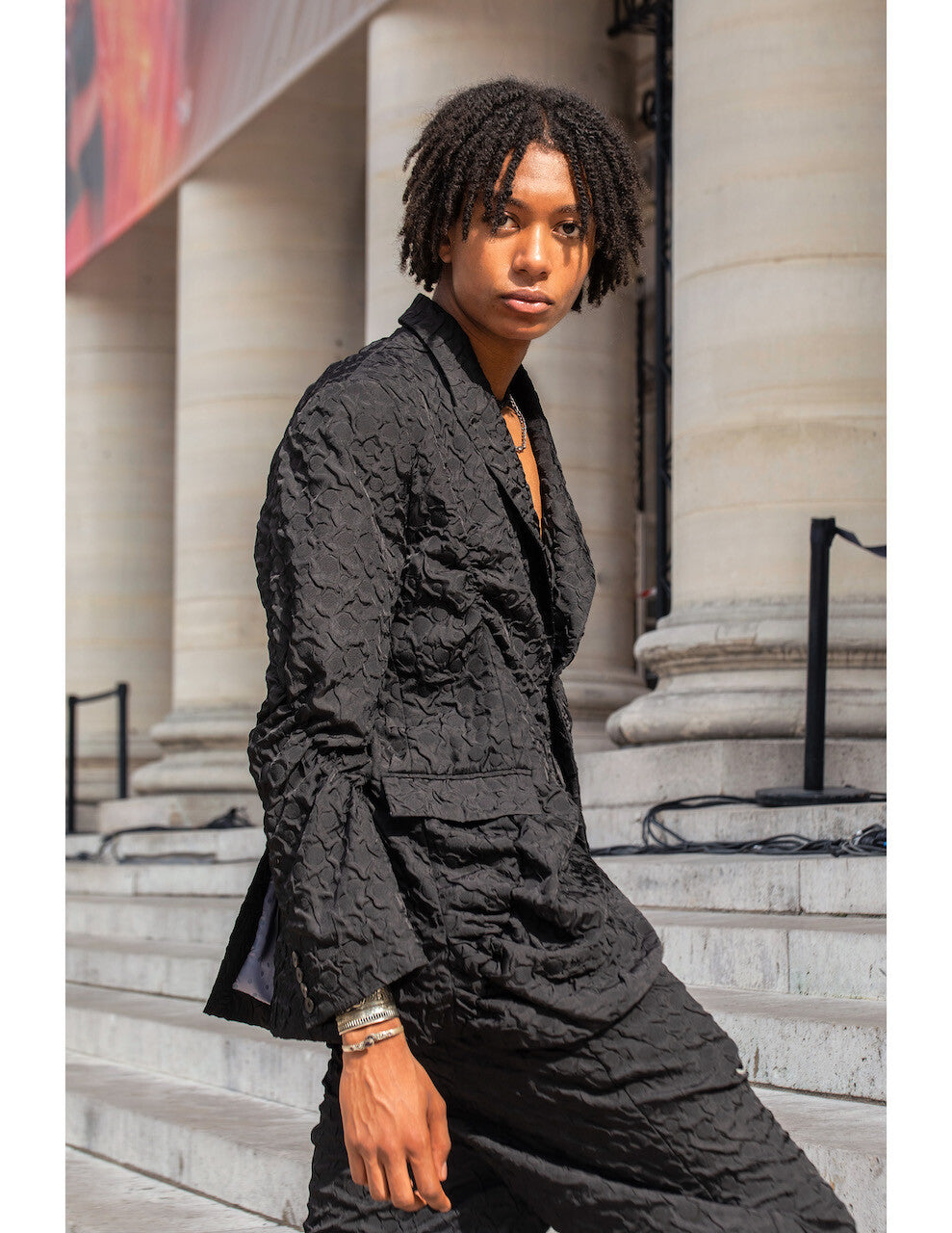 SHIRRING RAINDROP JACKET_BLACK