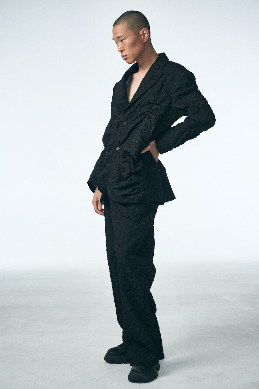SHIRRING RAINDROP JACKET_BLACK