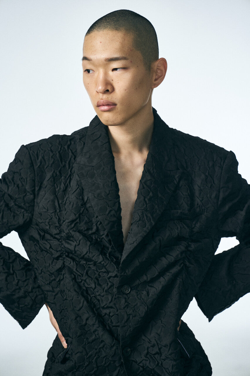 SHIRRING RAINDROP JACKET_BLACK