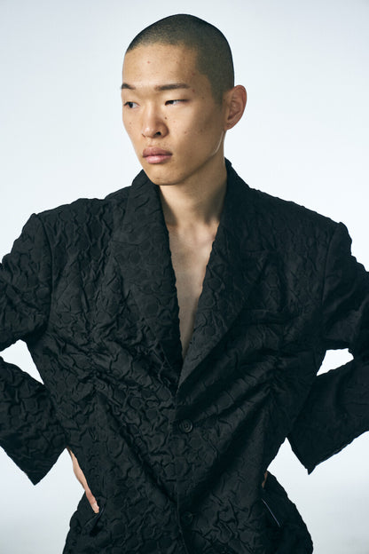 SHIRRING RAINDROP JACKET_BLACK