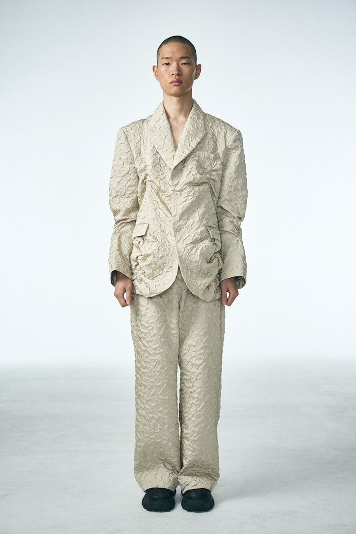 SHIRRING RAINDROP PANTS_BEIGE