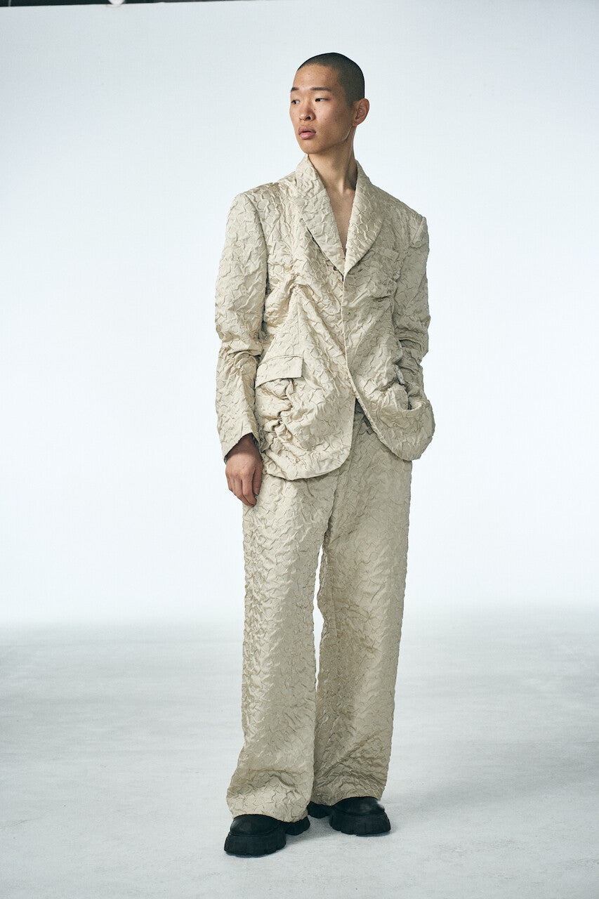 SHIRRING RAINDROP PANTS_BEIGE