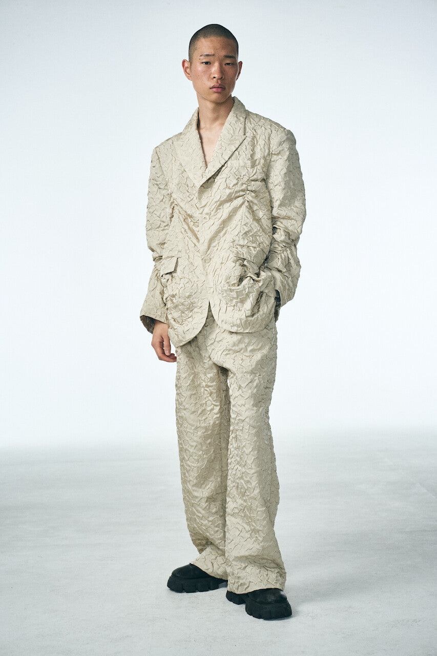 SHIRRING RAINDROP PANTS_BEIGE