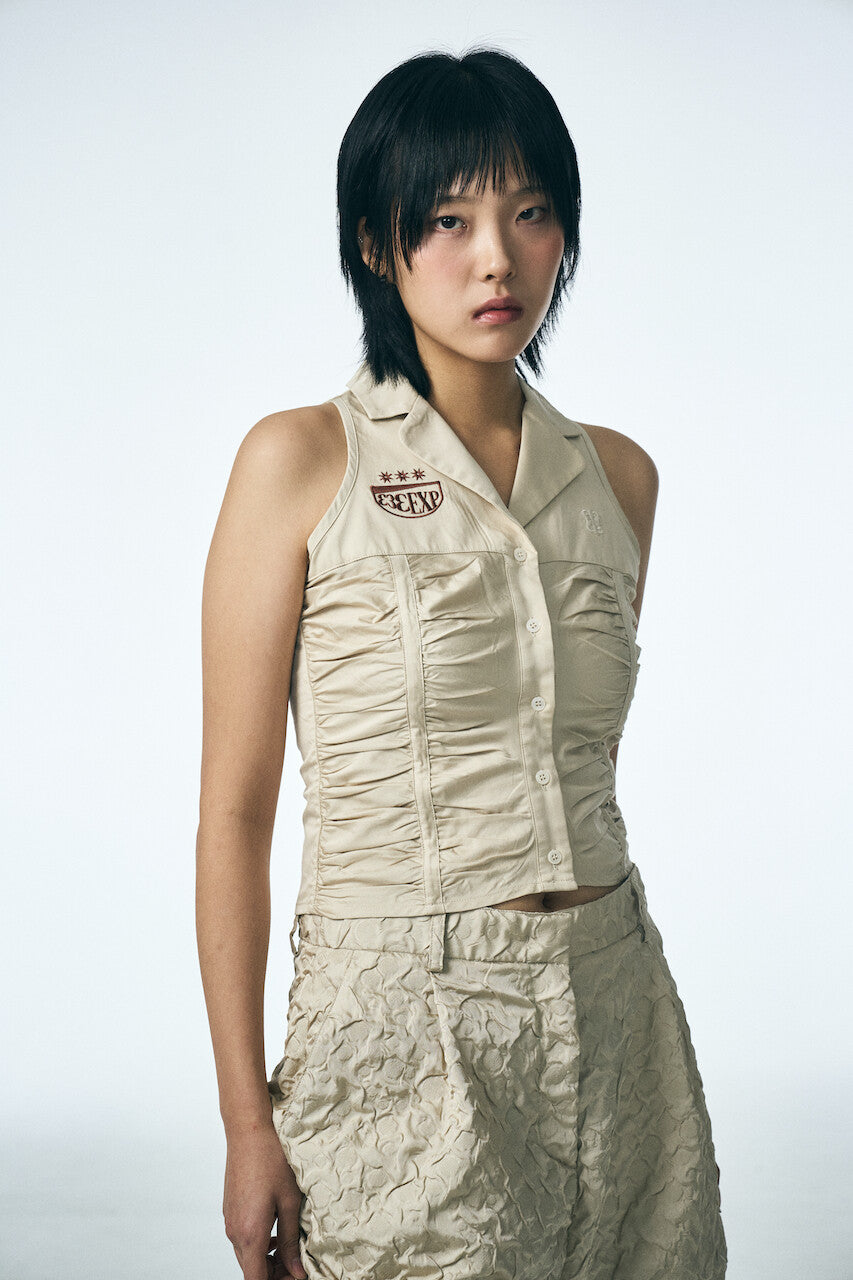 333 SHIRRING SLEEVELESS SHIRT_BE
