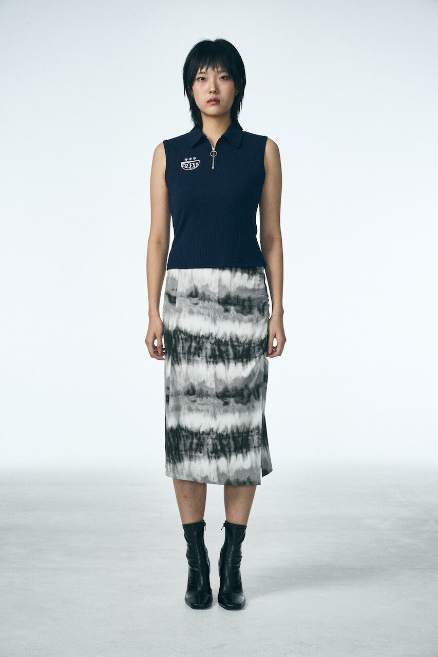 SHIRRING MIDI SKIRT_Washing film