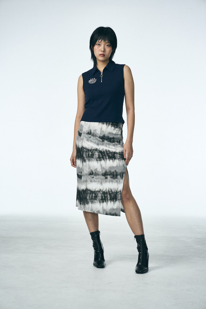 SHIRRING MIDI SKIRT_Washing film