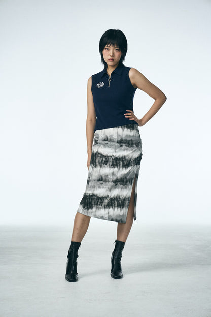 SHIRRING MIDI SKIRT_Washing film