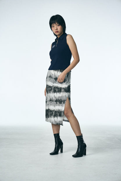 SHIRRING MIDI SKIRT_Washing film