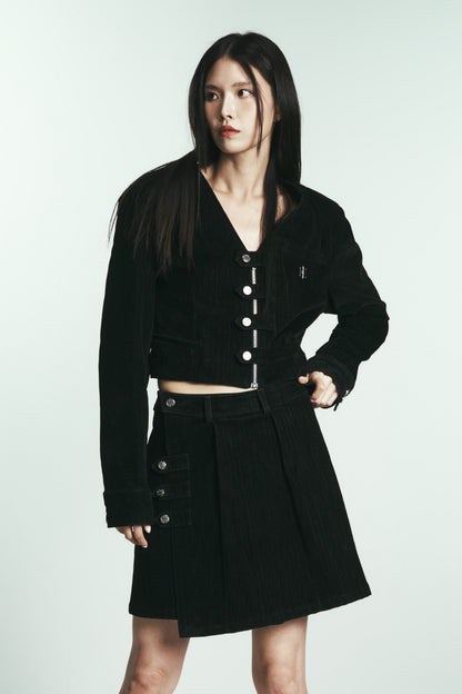DENIM VELVET SKIRT