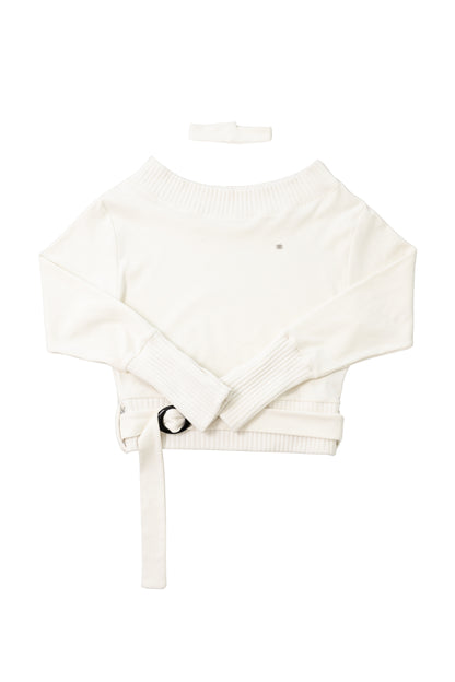 【MIAE ミエ】[2nd] [ID] Logo Off-Shoulder Sweatshirt (Choker Set) (Ivory)