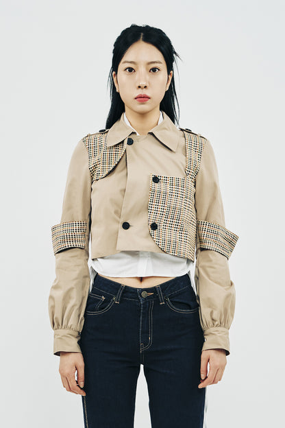 TRENCH CHECK SHORT JACKET