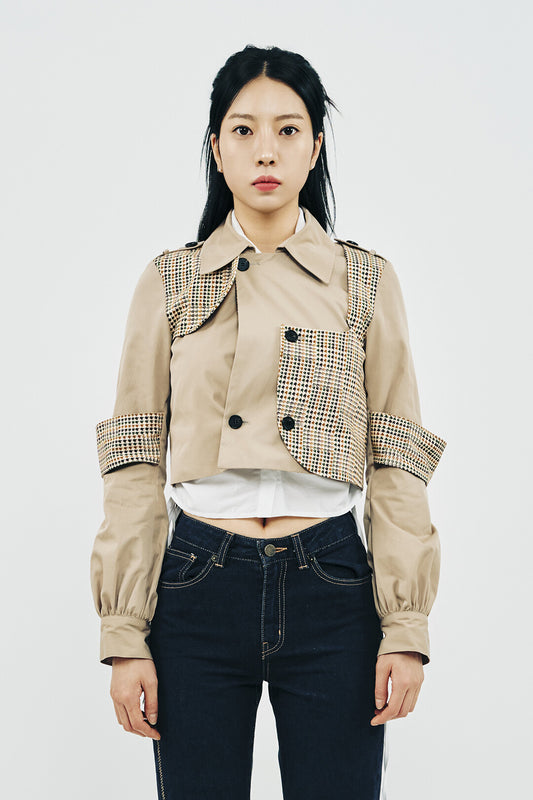 TRENCH CHECK SHORT JACKET
