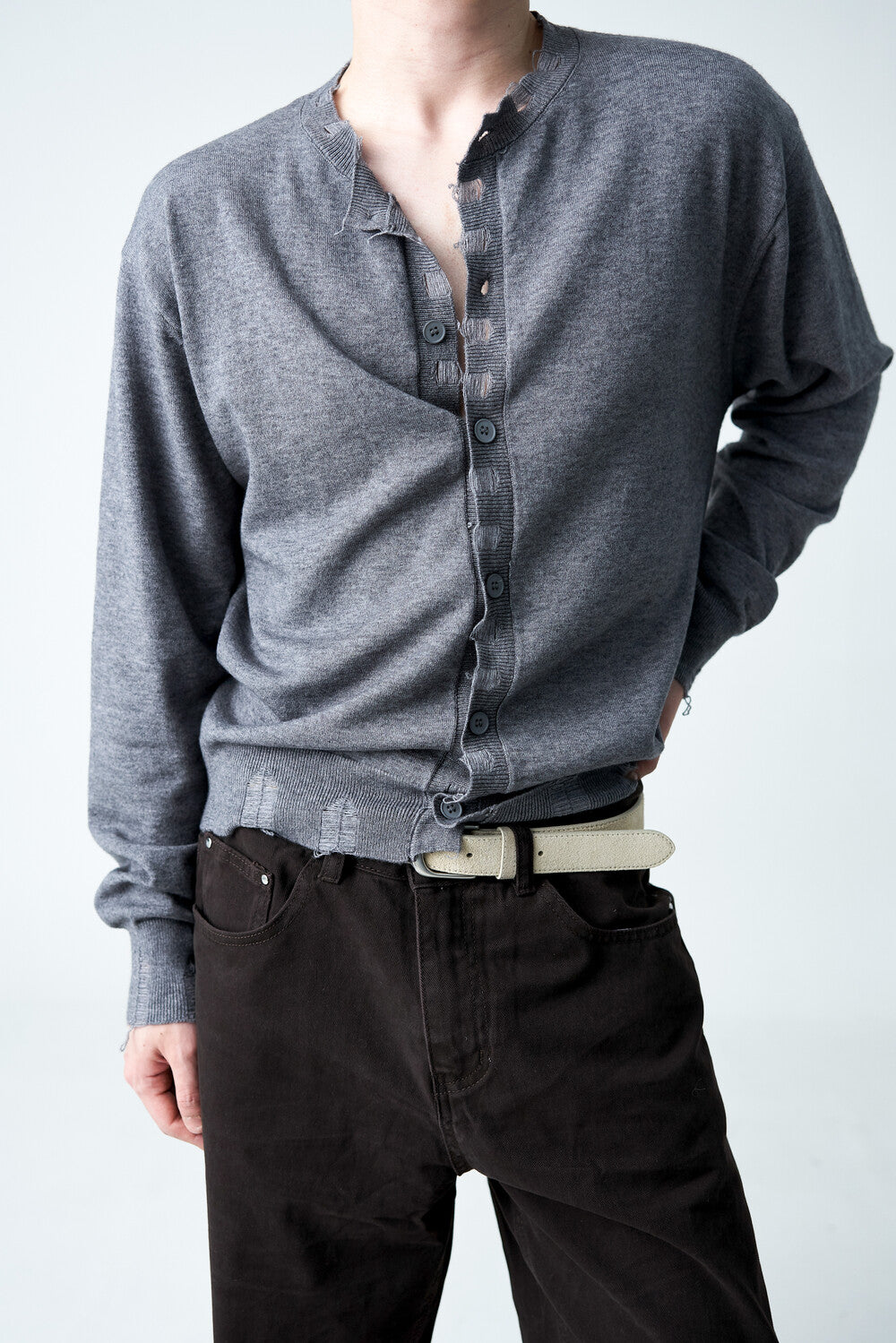 Damage Cutting Knit Cardigan