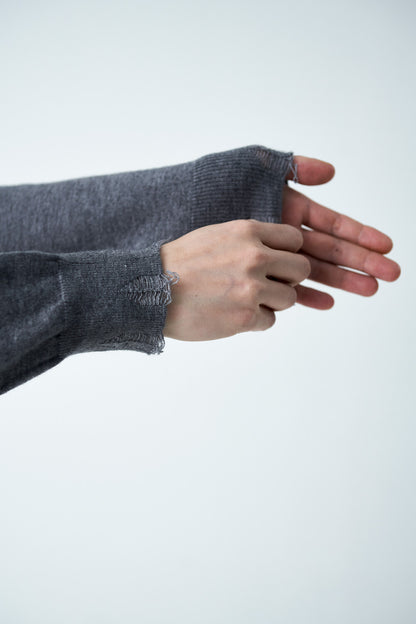 Damage Cutting Knit Cardigan