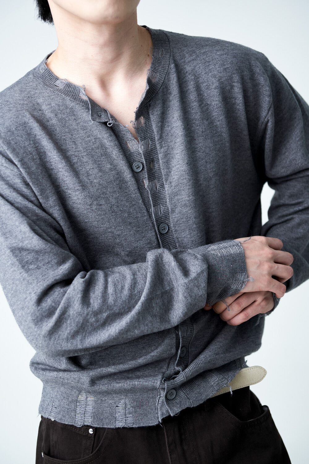 Damage Cutting Knit Cardigan