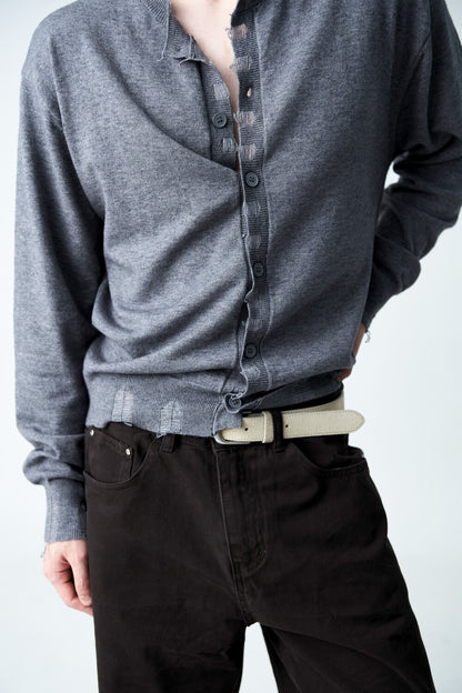 Damage Cutting Knit Cardigan
