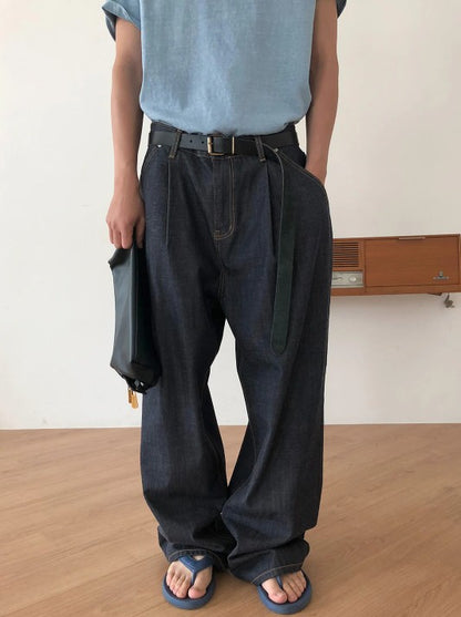 One Tuck Raw Denim Pants