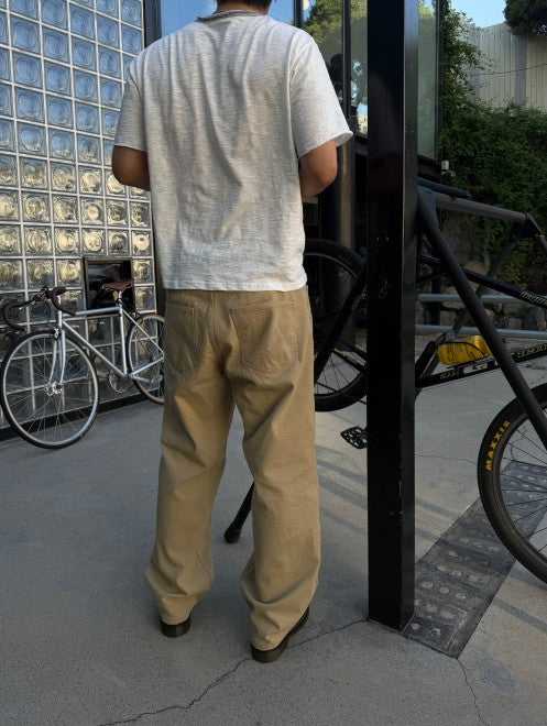 Basic Wide Denim Pants BEIGE 着用1(背面)