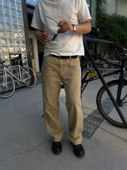 Basic Wide Denim Pants BEIGE 着用2