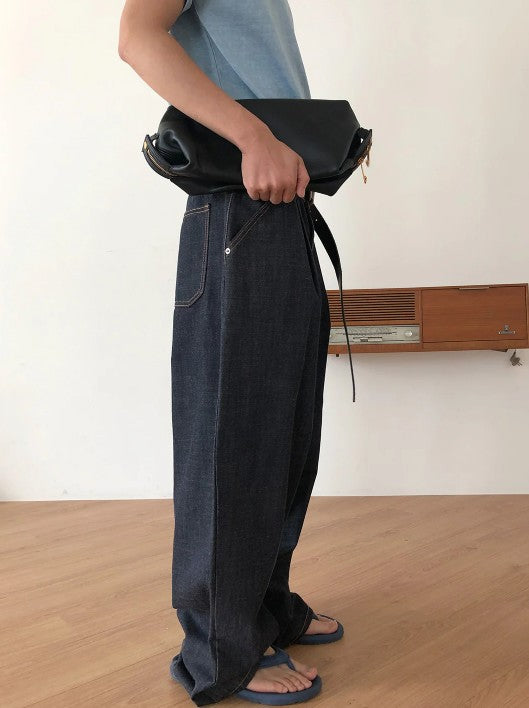 One Tuck Raw Denim Pants