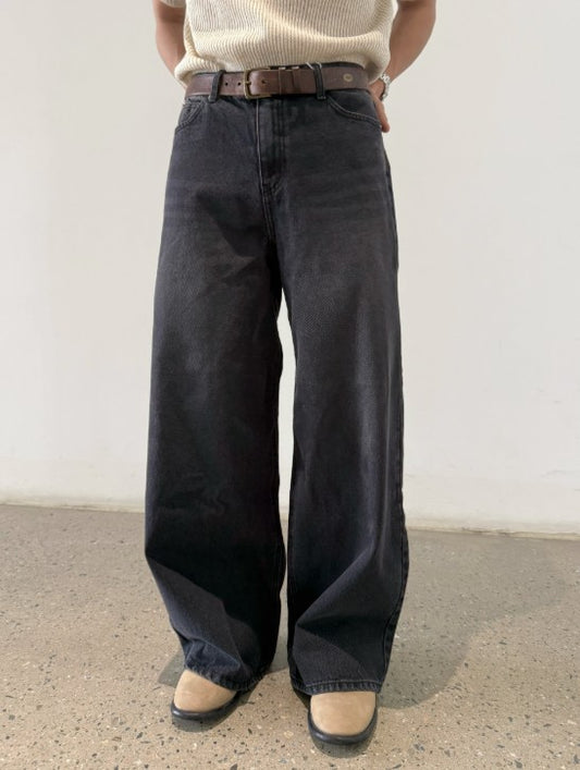 Cat Brush Wide Denim Pants BLACK 着用2