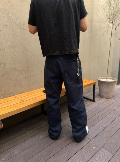 Basic Wide Denim Pants NAVY 着用3(背面)