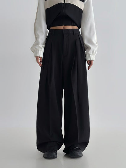 Wide Box-Pleat Slacks