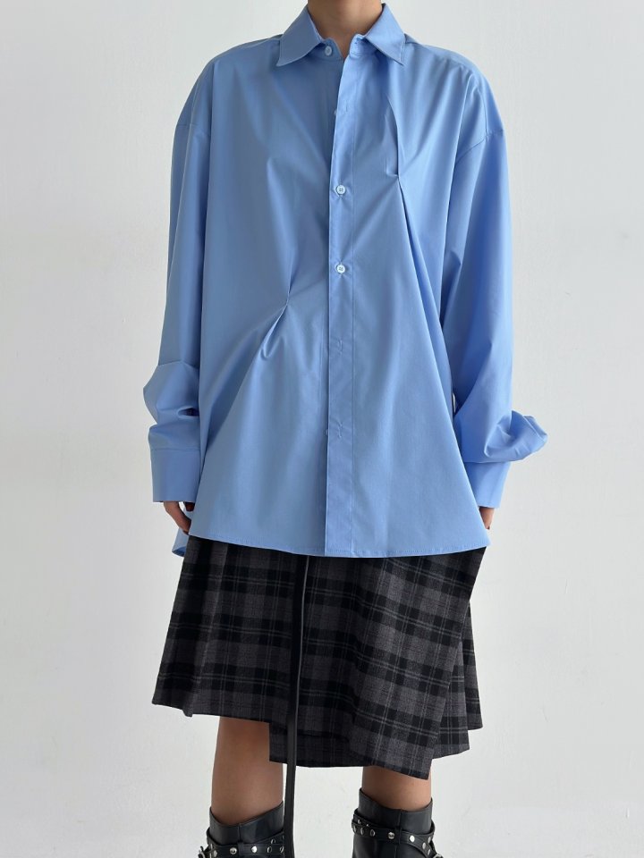 Bar-Tack Pleat Oversized Shirt