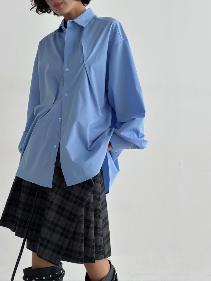 Bar-Tack Pleat Oversized Shirt