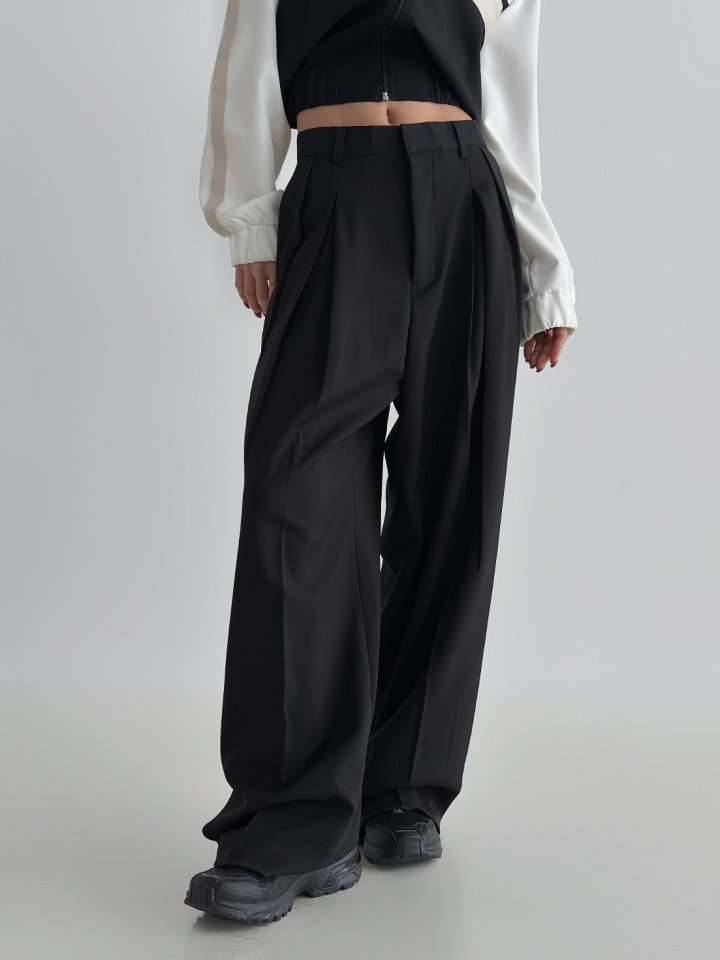 Wide Box-Pleat Slacks