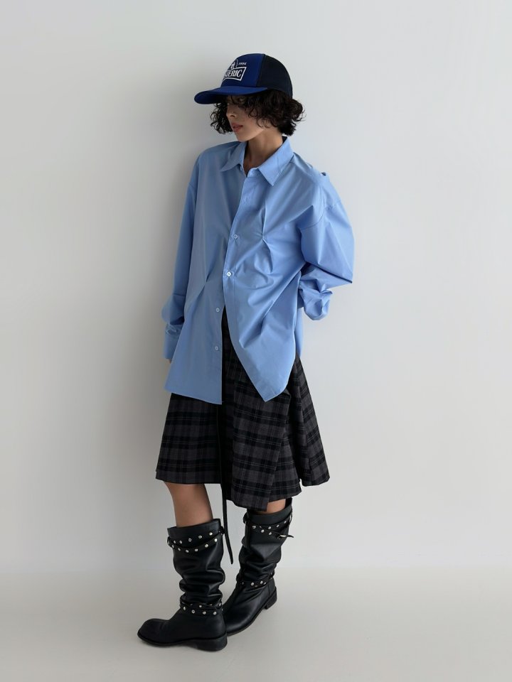 Bar-Tack Pleat Oversized Shirt