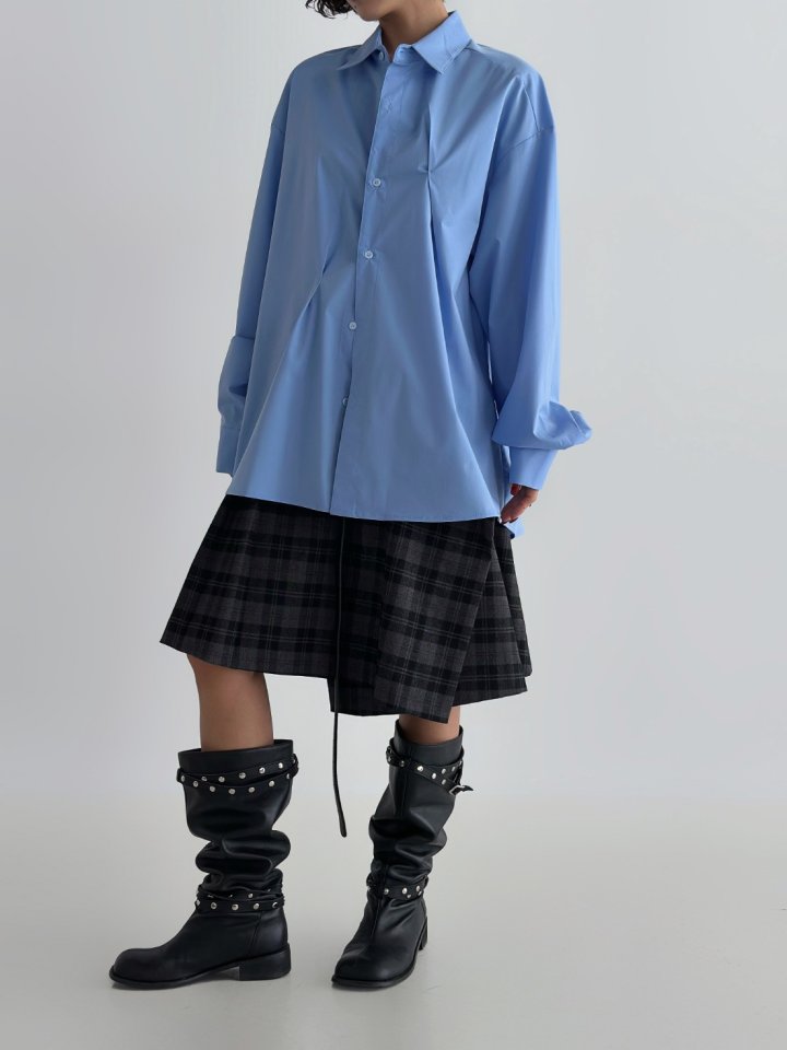 Bar-Tack Pleat Oversized Shirt