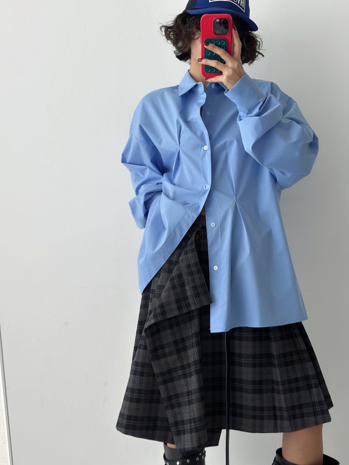 Bar-Tack Pleat Oversized Shirt