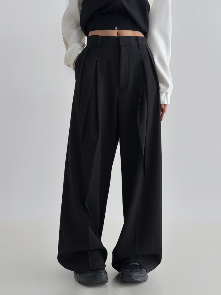Wide Box-Pleat Slacks