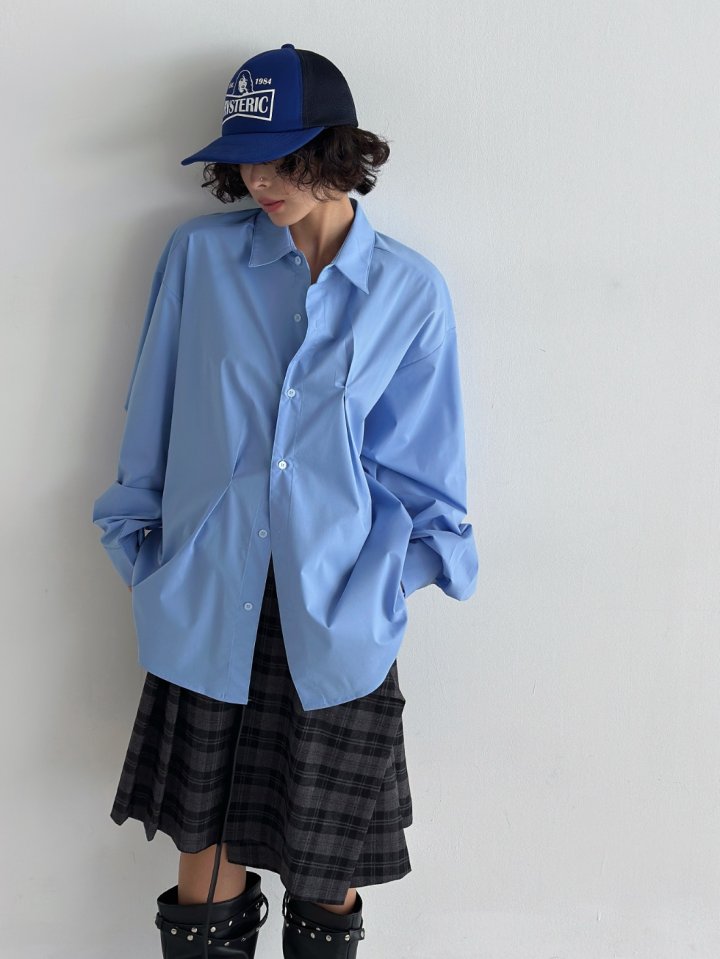 Bar-Tack Pleat Oversized Shirt