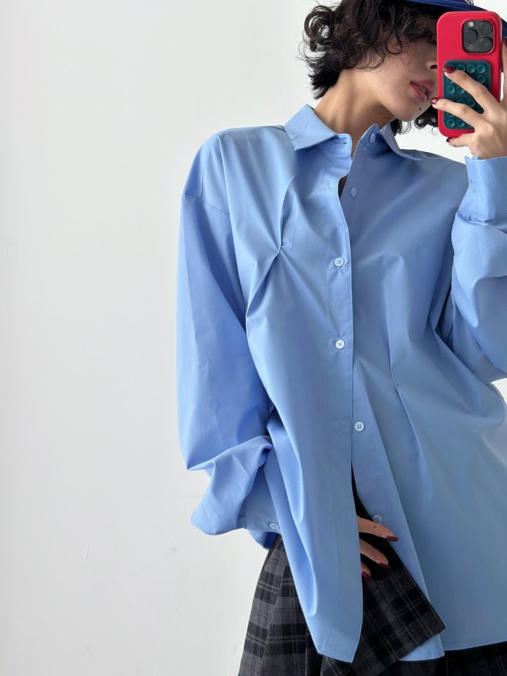 Bar-Tack Pleat Oversized Shirt