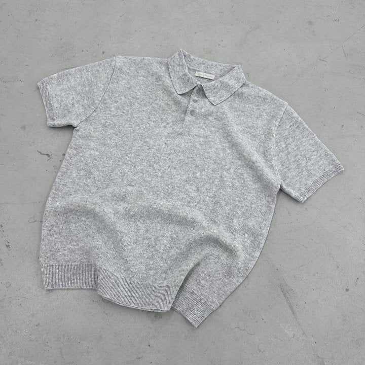 Linen Button Collar Knit