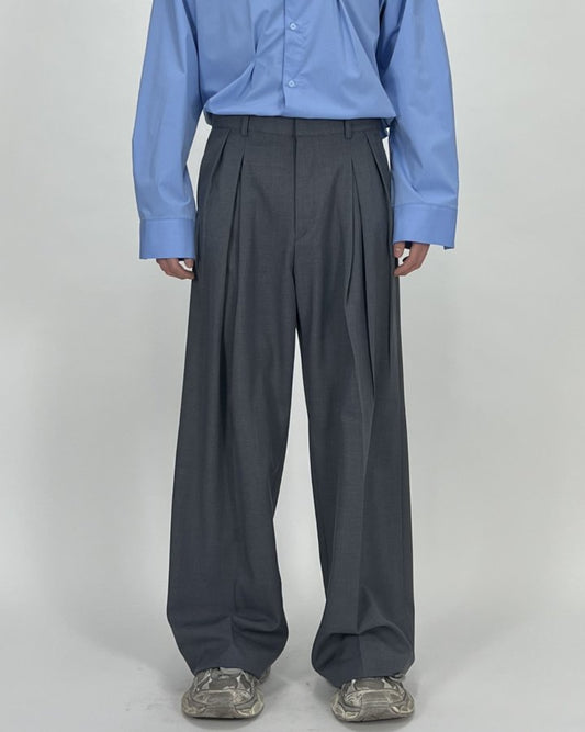 Wide Box-Pleat Slacks