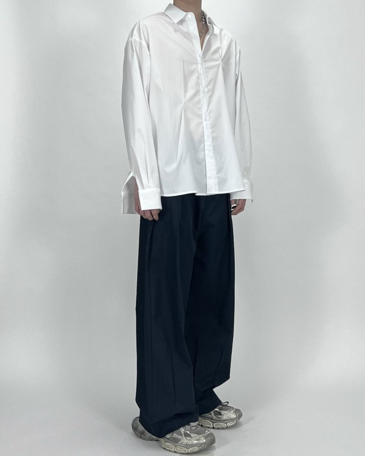 Bar-Tack Pleat Oversized Shirt